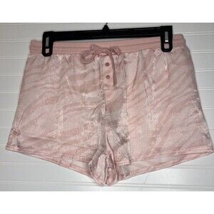 Bare Necessities Satin Mini Pop Zebra Pink Drawstring Sleep Pajama Shorts Large